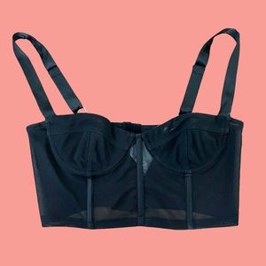 Oh Polly black bustier corset mesh crop top size 4 us NWOT